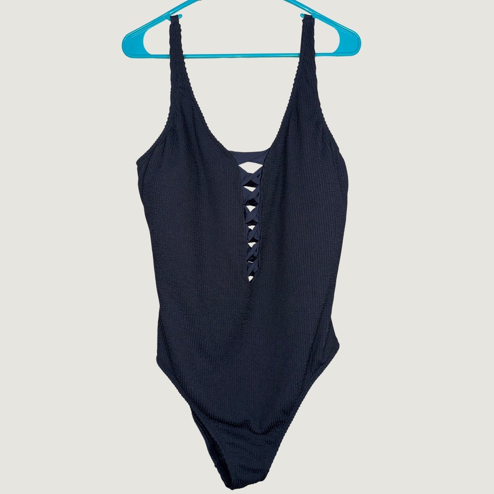Bleu Rod Beattie Pucker Up Lace Down One Piece Swimsuit 18W RBPU25221X NWT